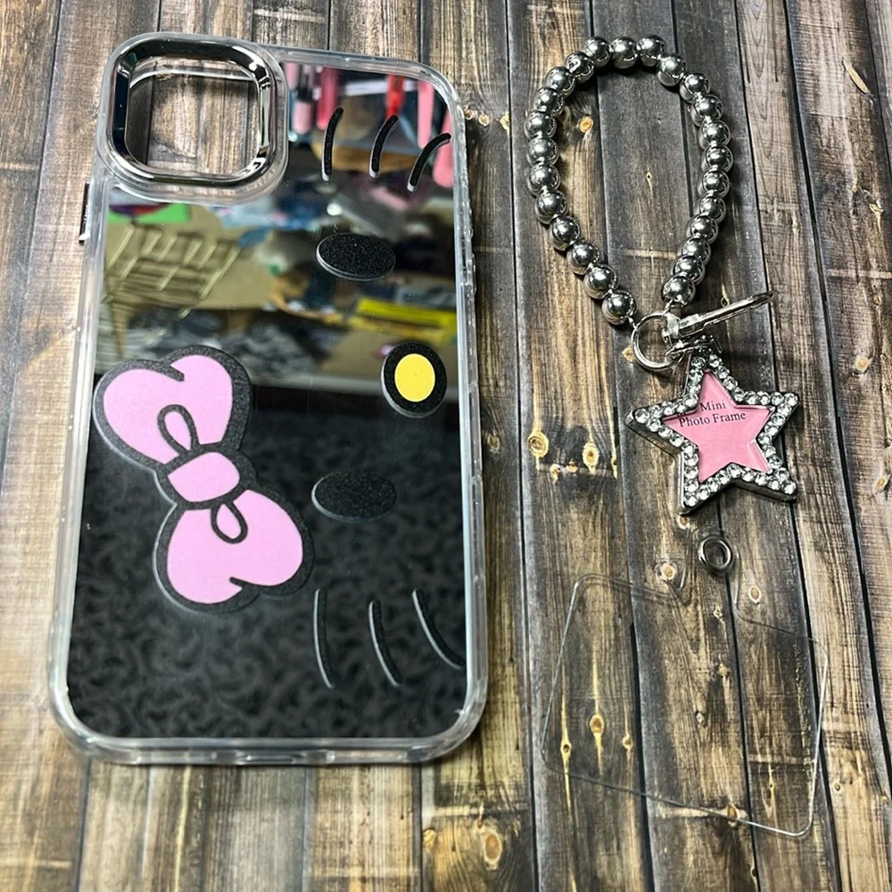 Mirror Hello Kitty iPhone 11 And iPhone XR Cute Phone Case With Keychain